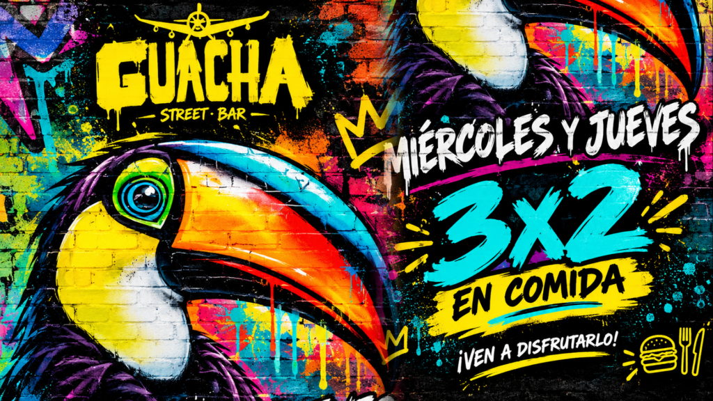 Miércoles y Jueves 3×2 en comida